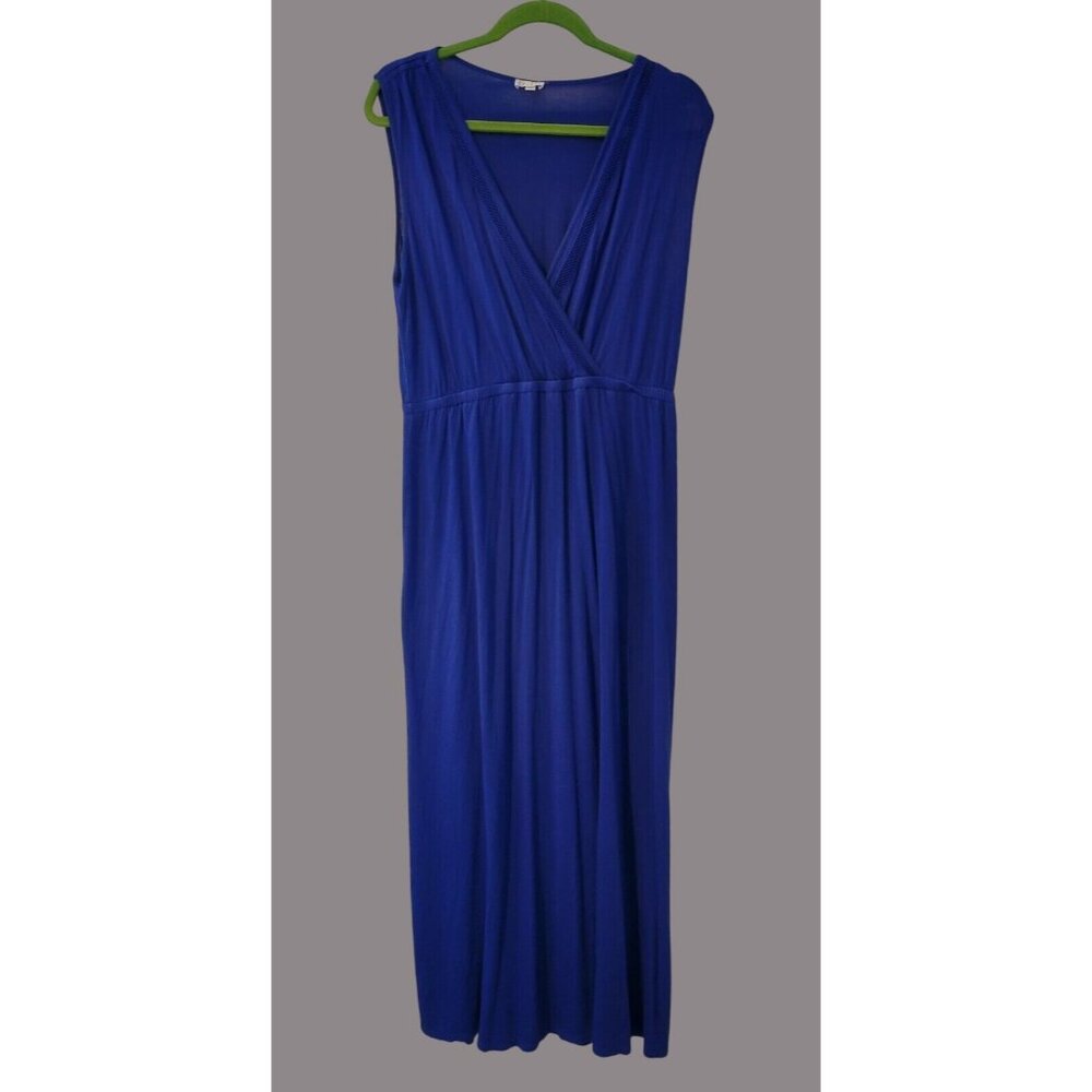 V-Neck Maxi Dress Sz L Royal Blue Sleeveless Women's Large Spense
